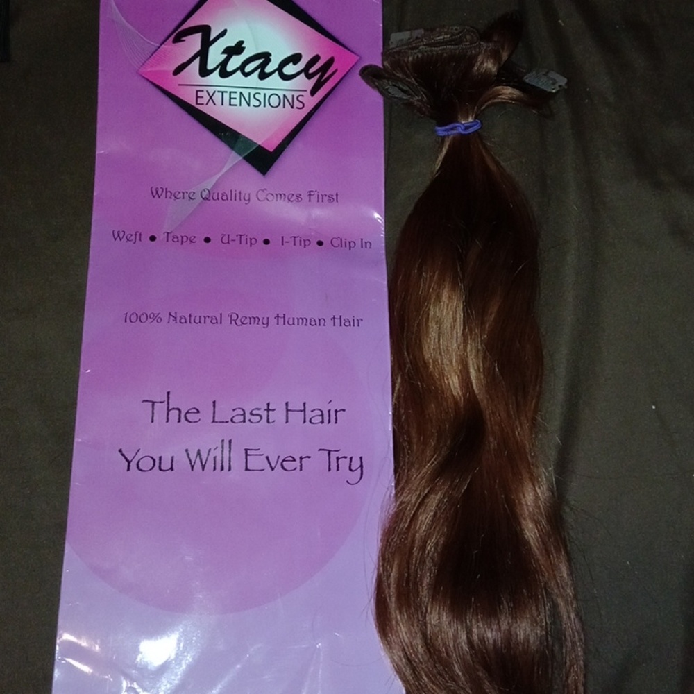 100% Remy human hair extensions chestnut reddish